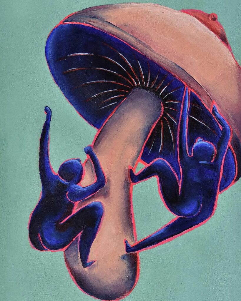 peinture acrylique champinichons